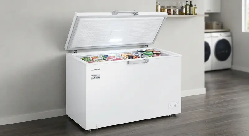 Technician repairing a chest freezer in Abilene, TX