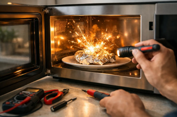 microwave spark when turn on